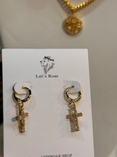 Load image into Gallery viewer, Cross Drop Earrings