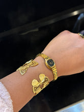 Load image into Gallery viewer, Gold Flower Cuff Bracelet