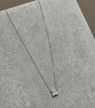 Load image into Gallery viewer, Silver Princess Diamond Solitaire Necklace