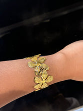 Load image into Gallery viewer, Gold Flower Cuff Bracelet