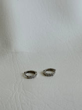 Load image into Gallery viewer, Angela Silver 3 Stone Diamond Huggie Hoop Earrings