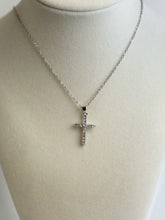 Load image into Gallery viewer, Silver Diamond Cross Necklaces