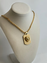 Load image into Gallery viewer, Gold Diamond Eye Lion Head Tablet Pendant Necklace
