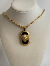 Load image into Gallery viewer, Gold And Black Diamond Eye Lion Head Tablet Pendant Necklace