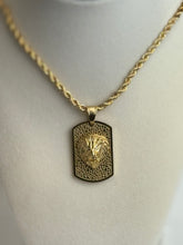 Load image into Gallery viewer, Gold Diamond Eye Lion Head Tablet Pendant Necklace