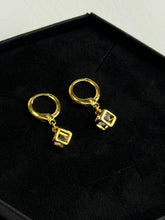 Load image into Gallery viewer, Leeza Gold Cube Diamond Dangle Earrings
