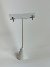 Load image into Gallery viewer, Silver Cross Diamond Stud Earrings