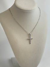 Load image into Gallery viewer, Silver Diamond Cross Necklaces