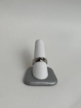 Load image into Gallery viewer, Two Tone Silver and Black Half Heart Band Ring