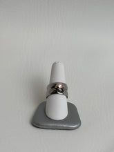 Load image into Gallery viewer, Two Tone Silver and Rose Gold Diamond Half Heart Band Ring