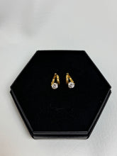 Load image into Gallery viewer, Rhea Gold Round Diamond Solitaire Huggie Hoop Earrings