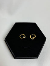 Load image into Gallery viewer, Rhea Gold Round Diamond Solitaire Huggie Hoop Earrings