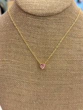 Load image into Gallery viewer, Gold Pink Diamond Heart Stud Necklace