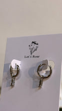 Load image into Gallery viewer, Sylvia Silver Baguette Diamond Dangle Hoop Earrings