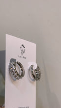 Load image into Gallery viewer, Silver Reynah Diamond Hoop Huggie Earrings