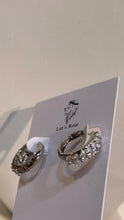Load image into Gallery viewer, Silver Reynah Diamond Hoop Huggie Earrings