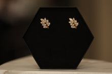 Load image into Gallery viewer, Gold Diamond Leaf Earrings
