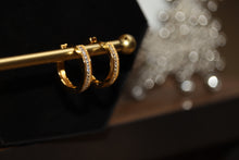 Load image into Gallery viewer, Lovely Gold Diamond Hoop Huggie Earrings