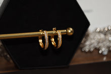 Load image into Gallery viewer, Lovely Gold Diamond Hoop Huggie Earrings