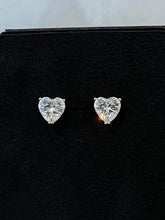Load image into Gallery viewer, Gold Heart Diamond Stud Earrings