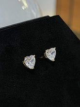 Load image into Gallery viewer, Gold Heart Diamond Stud Earrings