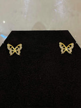 Load image into Gallery viewer, Gold Diamond Butterfly Earrings