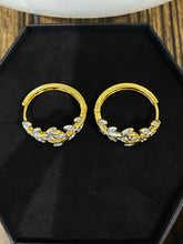 Load image into Gallery viewer, Gold Leaf Diamond Hoop Earrings