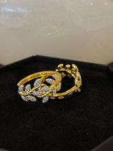 Load image into Gallery viewer, Gold Leaf Diamond Hoop Earrings