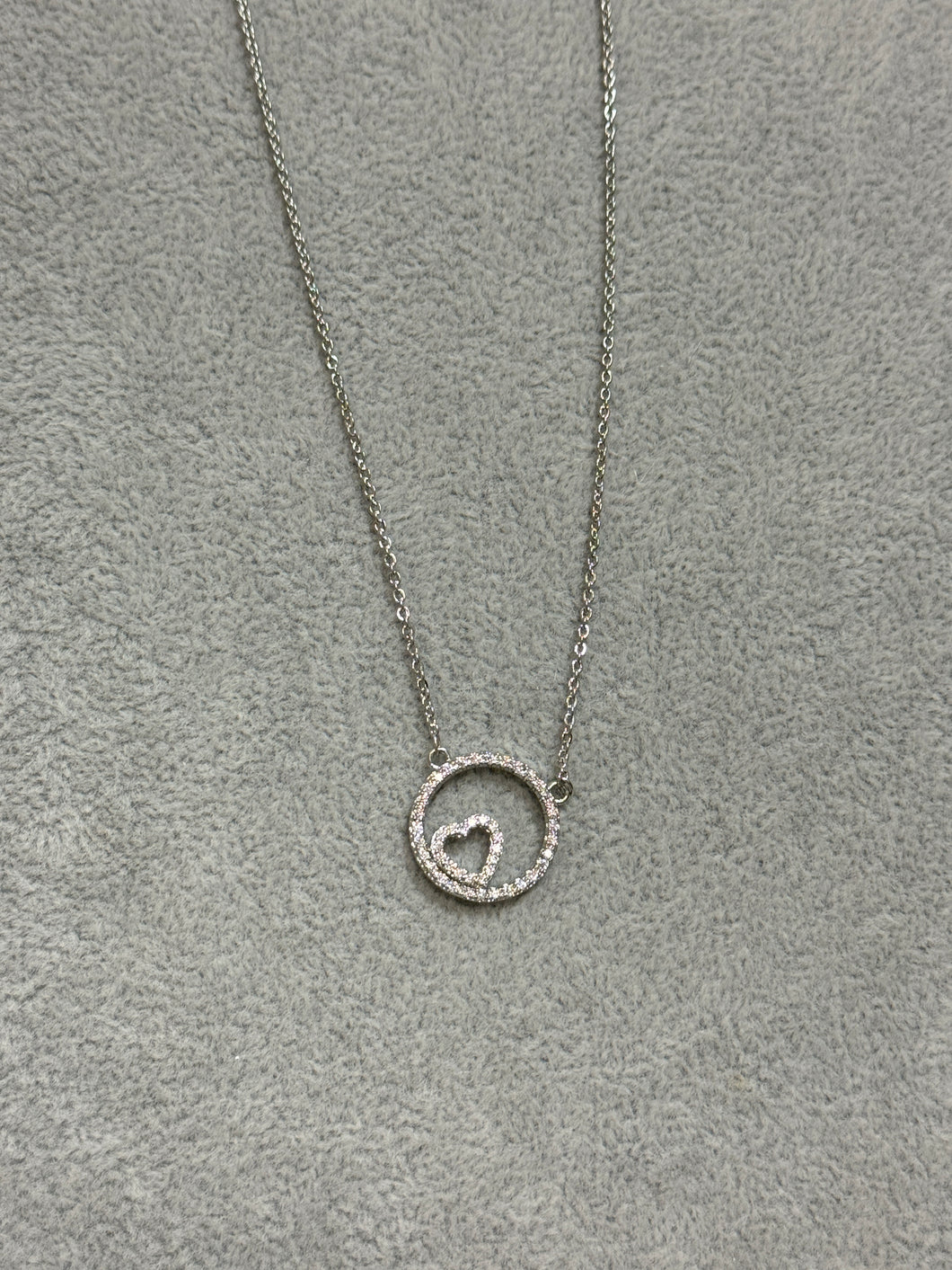Heart Circle Silver Necklace