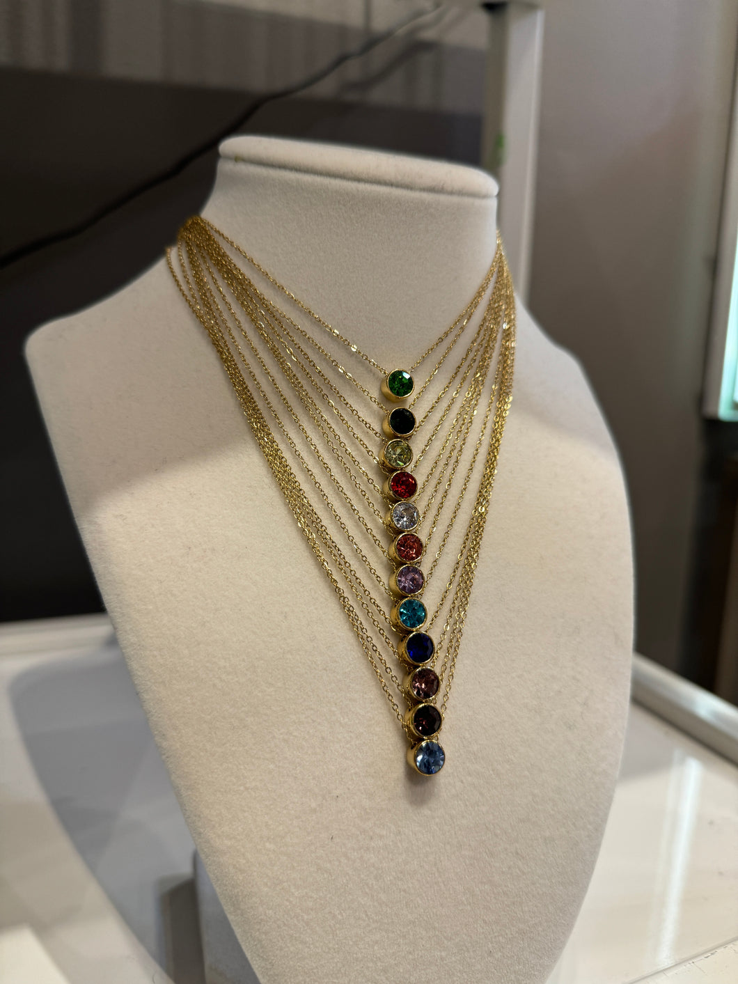 Dainty Birthstone Round Necklace