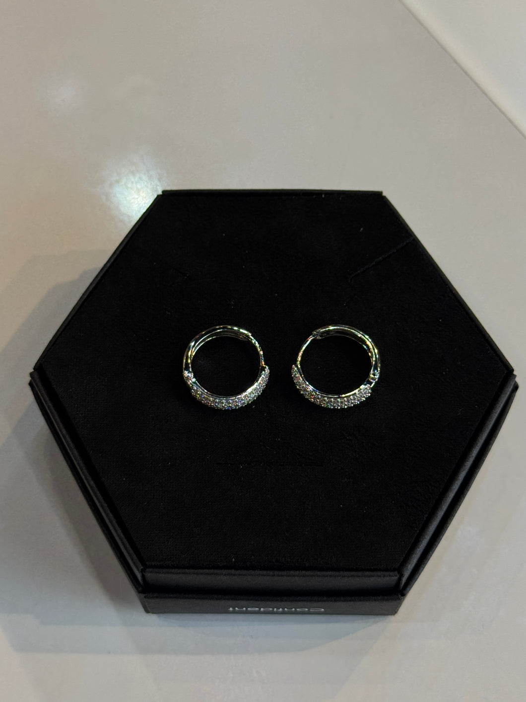 Clarita Silver Diamond Hoop Earrings