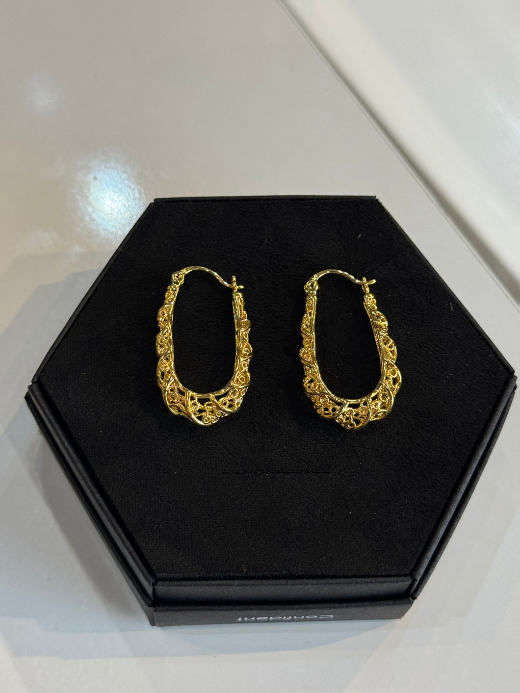 Gold Textured Loop Hoop Earrings