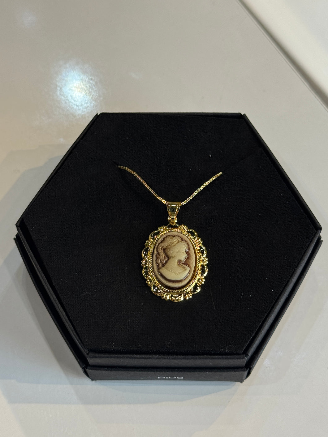Gold and Brown Victorian Silhouette Necklace