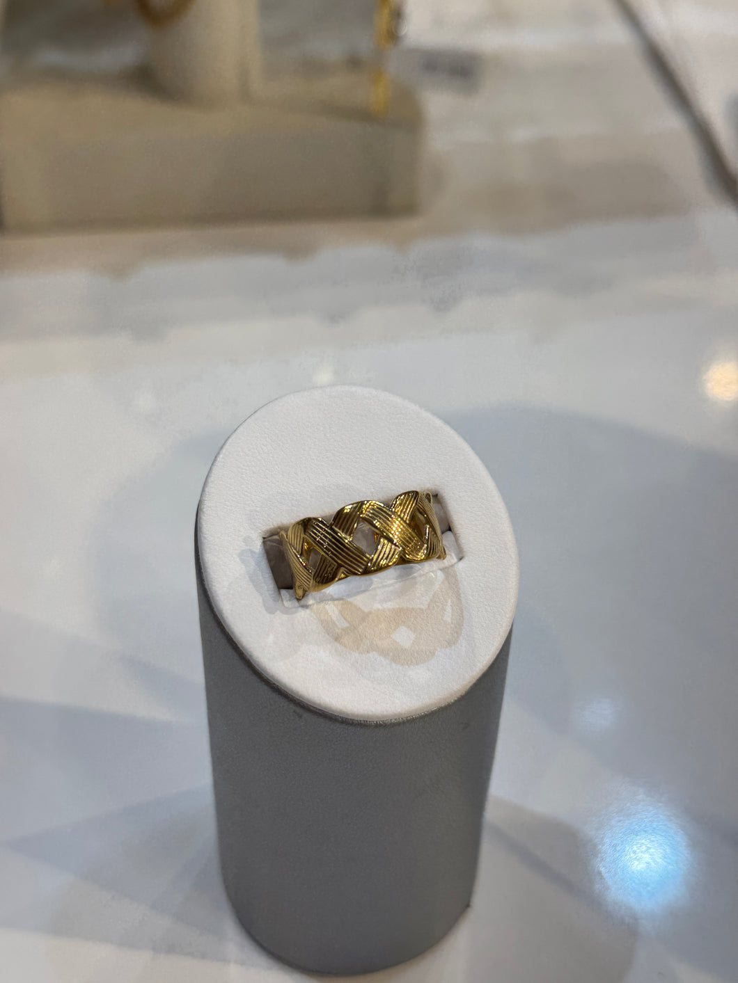 Gold Teresa Textured Cutout Adjustable Ring