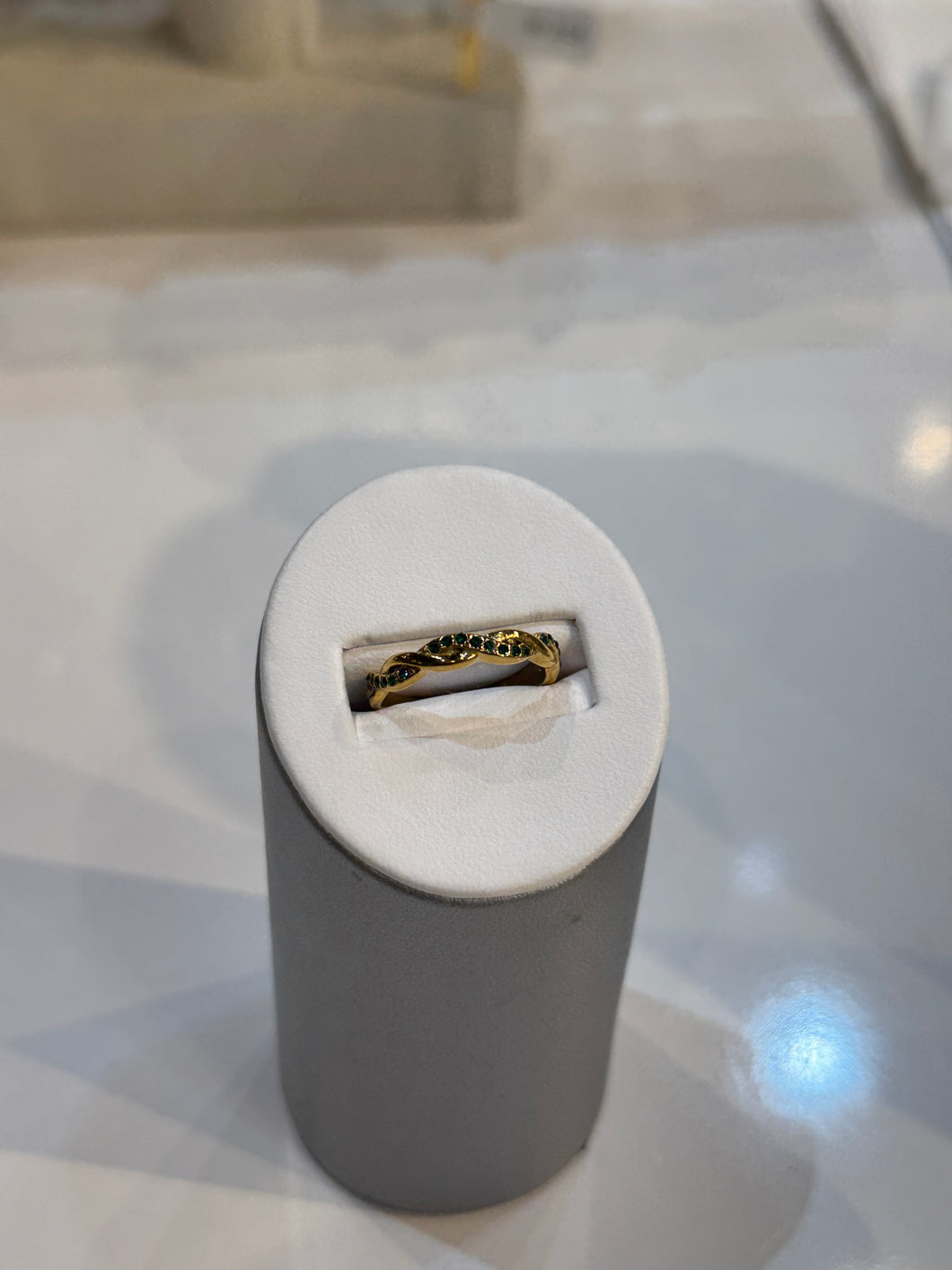 Gold Twist Emerald Ring