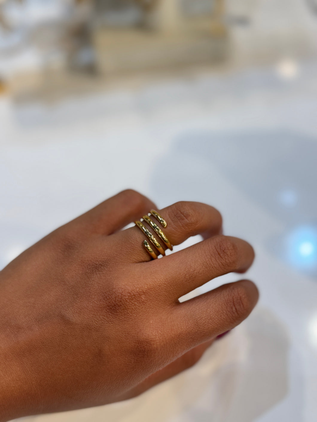 Gold Luanna Four Layered Spiral Ring