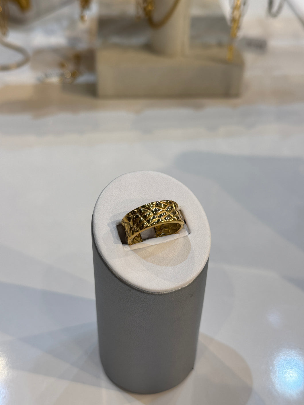 Gold CeeCee Patterned Adjustable Ring