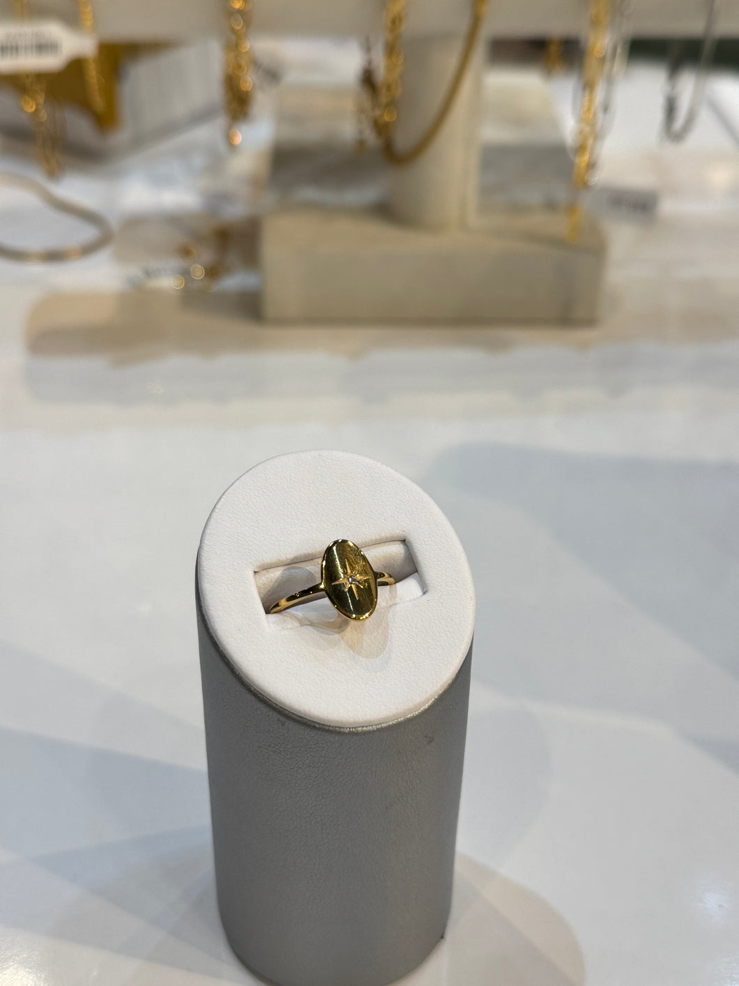 Gold Lucille Dainty Diamond Starburst Adjustable Ring