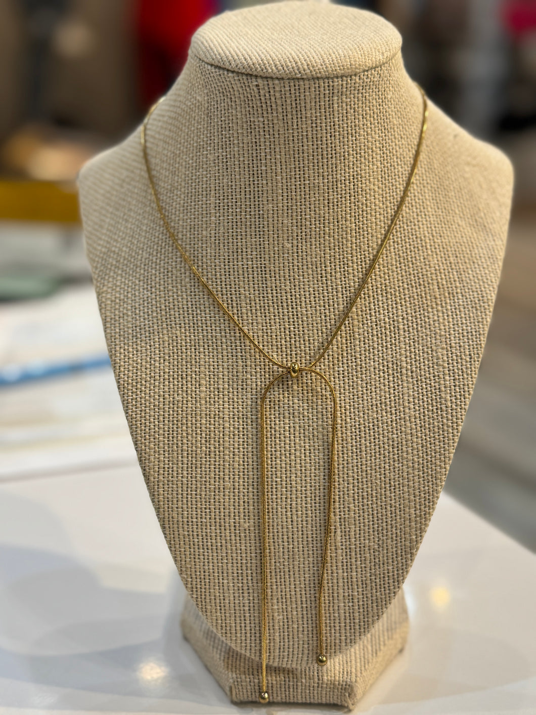 Gold Pull Slide Adjustable Necklace