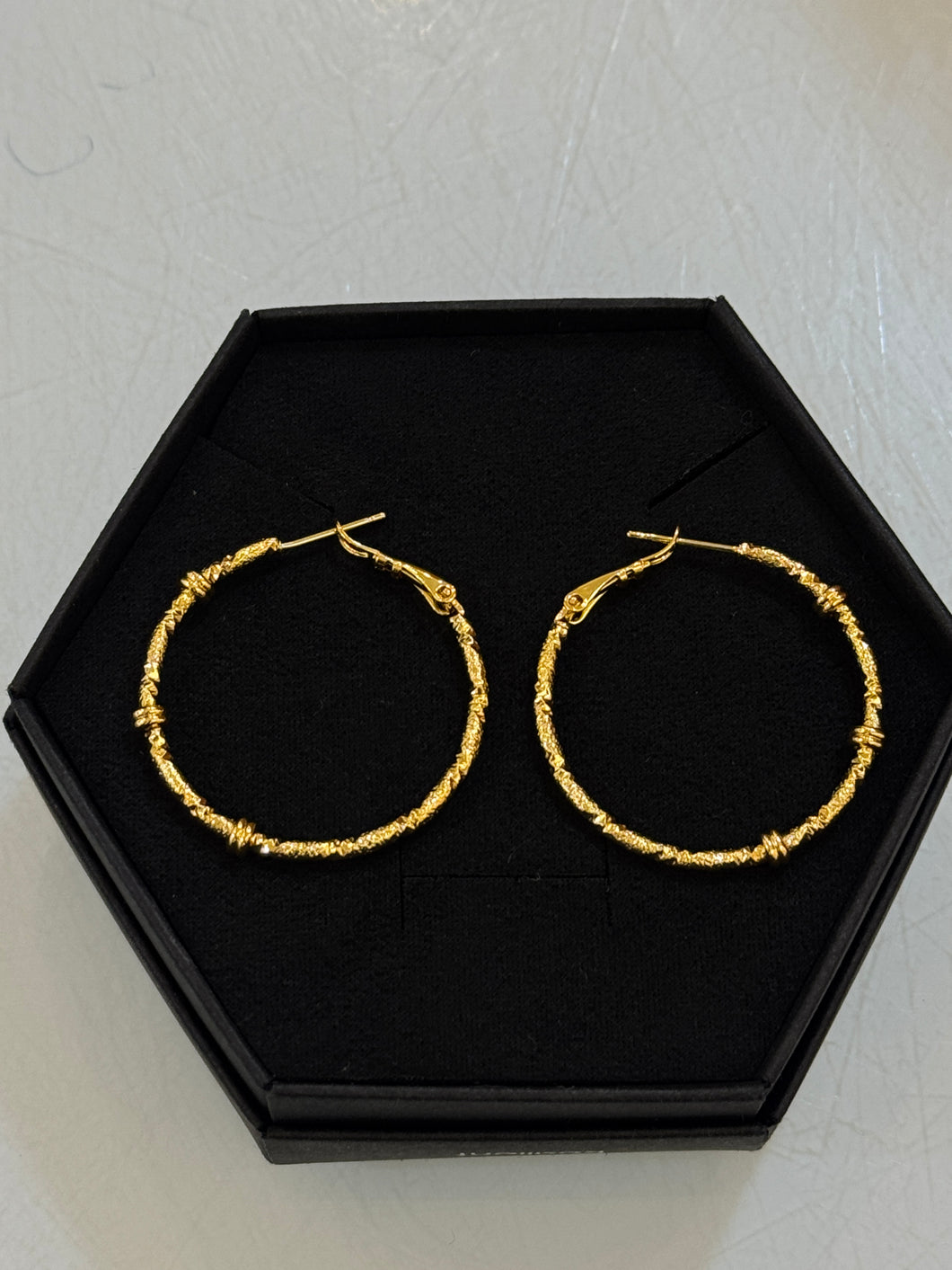 Gold Alayna Shimmer Knot Hoop Earrings