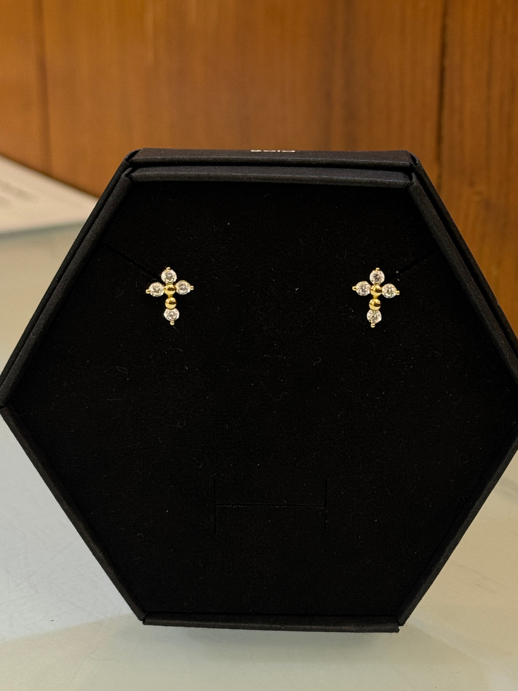 Gold Susanna Diamond Cross Earrings