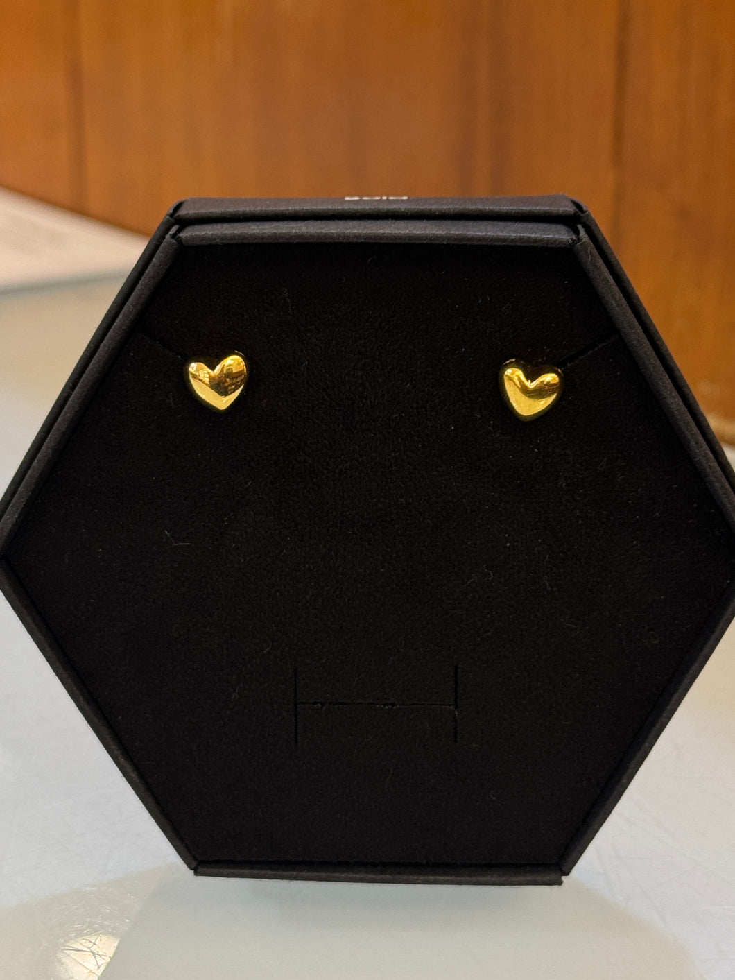Gold Bubble Heart Stud Earrings