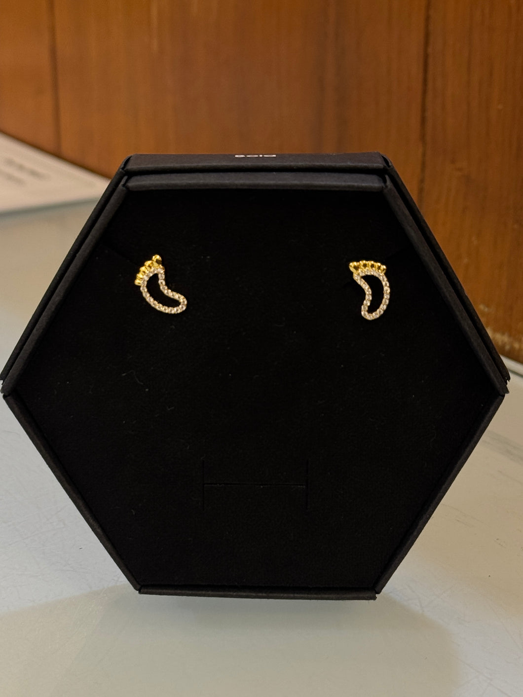 Gold Foot Print Diamond Earrings