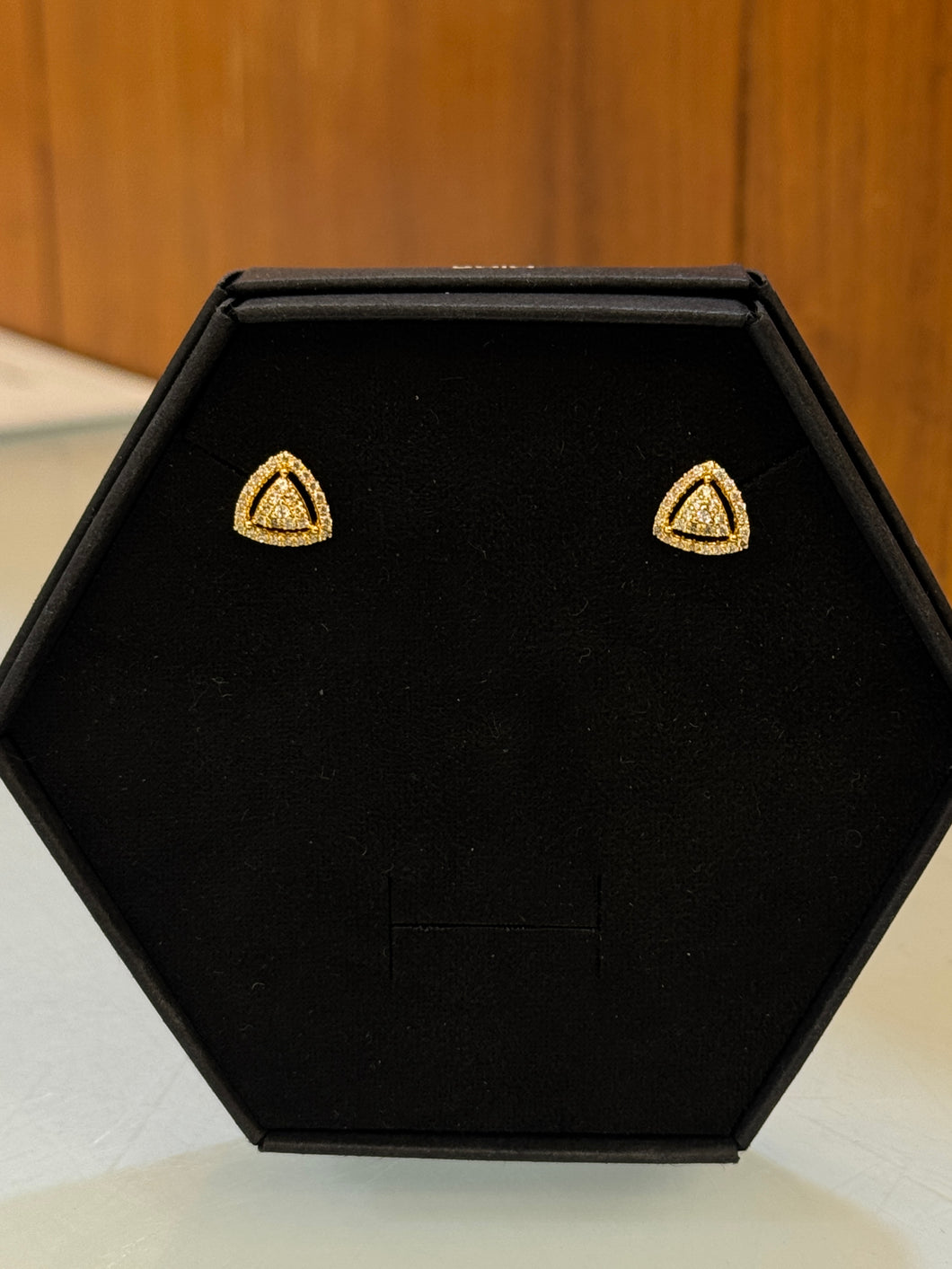 Gold Double Triangle Diamond Earrings
