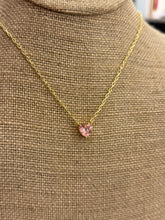 Load image into Gallery viewer, Gold Pink Diamond Heart Stud Necklace
