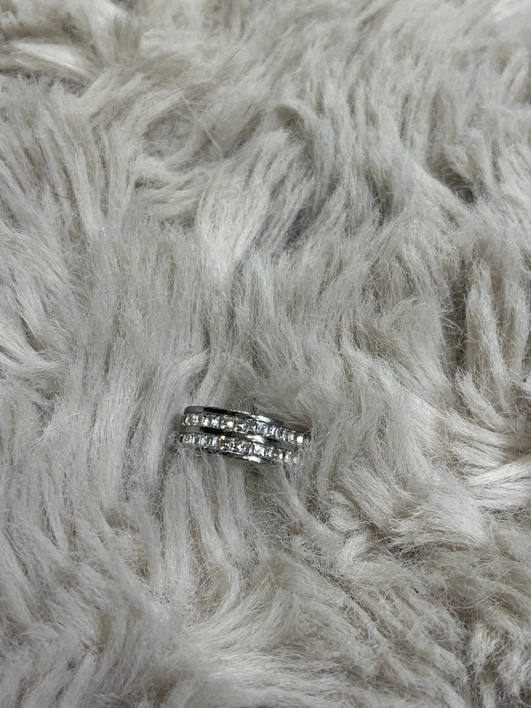 Diamond Layer Silver Ring
