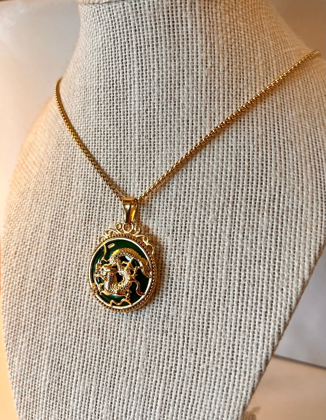 Round Dragon Jade Necklace