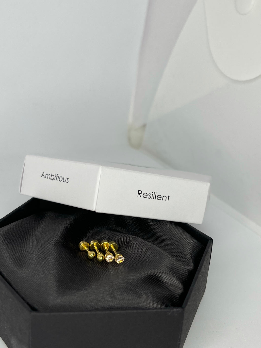Mini Diamond and Gold Stud Earring Set For Women's