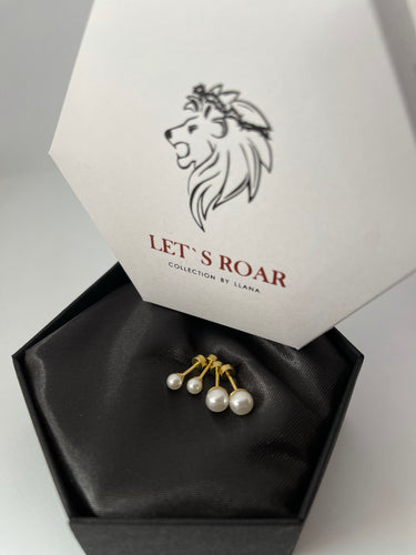 Stainless Steel Pearl Gold Stud Earring Set For Women's